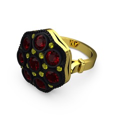 Glory Elmas Yüzük - Garnet ve peridot 925 ayar altın kaplama gümüş yüzük #120vsxy