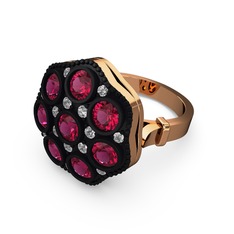 Rodolit garnet ve pırlanta 8 ayar rose altın yüzük (0.3 karat)