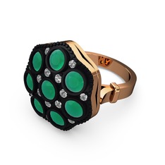 Glory Elmas Yüzük - Kök zümrüt ve pırlanta 8 ayar rose altın yüzük (0.3 karat) #15rh4gn