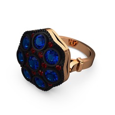 Lab safir ve garnet 8 ayar rose altın yüzük