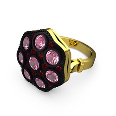 Glory Elmas Yüzük - Pembe kuvars ve garnet 18 ayar altın yüzük #1jths5p