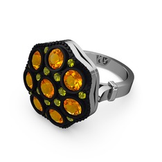 Glory Elmas Yüzük - Sitrin ve peridot 925 ayar gümüş yüzük #1jwmwd1