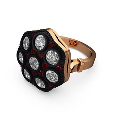 Swarovski ve garnet 8 ayar rose altın yüzük