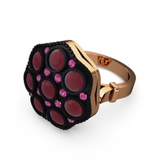 Kök yakut ve rodolit garnet 18 ayar rose altın yüzük