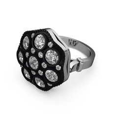 Swarovski ve elmas 18 ayar beyaz altın yüzük (0.3 karat)