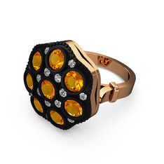 Glory Elmas Yüzük - Sitrin ve elmas 18 ayar rose altın yüzük (0.3 karat) #1xmyp3q