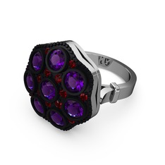 Glory Elmas Yüzük - Ametist ve garnet 14 ayar beyaz altın yüzük #1z05kpx