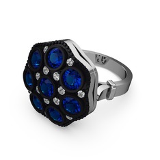 Glory Elmas Yüzük - Lab safir ve pırlanta 14 ayar beyaz altın yüzük (0.3 karat) #7pqfzt