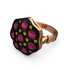 Glory Elmas Yüzük - Rodolit garnet ve peridot 14 ayar rose altın yüzük #fms4k1
