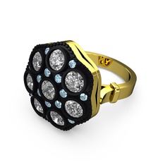 Glory Elmas Yüzük - Swarovski ve akuamarin 8 ayar altın yüzük #g3z01q
