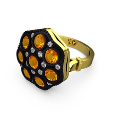 Sitrin ve swarovski 14 ayar altın yüzük