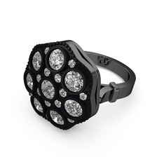 Glory Elmas Yüzük - Swarovski 925 ayar siyah rodyum kaplama gümüş yüzük #l0xpkp