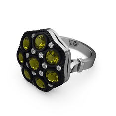 Glory Elmas Yüzük - Peridot ve elmas 18 ayar beyaz altın yüzük (0.3 karat) #munhyl