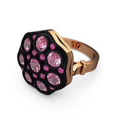 Glory Elmas Yüzük - Pembe kuvars ve rodolit garnet 8 ayar rose altın yüzük #o1diga