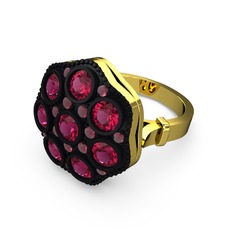 Glory Elmas Yüzük - Rodolit garnet ve kök yakut 18 ayar altın yüzük #o4w5gc