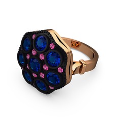 Glory Elmas Yüzük - Lab safir ve rodolit garnet 8 ayar rose altın yüzük #o5xiuv