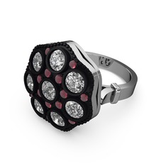 Glory Elmas Yüzük - Beyaz zirkon ve kök yakut 14 ayar beyaz altın yüzük #rtcf8n