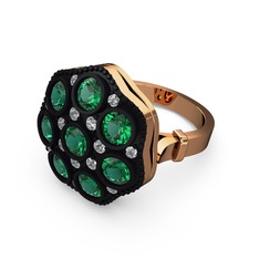 Glory Elmas Yüzük - Yeşil kuvars ve swarovski 925 ayar rose altın kaplama gümüş yüzük #v19h1z
