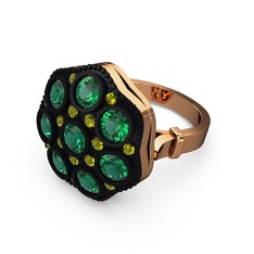 Yeşil kuvars ve peridot 18 ayar rose altın yüzük
