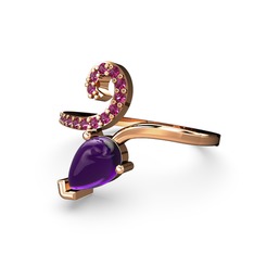 Rodolit garnet ve ametist 8 ayar rose altın yüzük