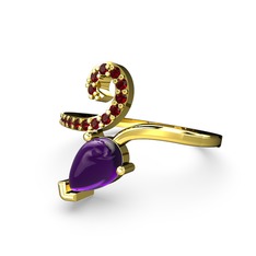 Garnet ve ametist 925 ayar altın kaplama gümüş yüzük