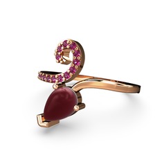 Rodolit garnet ve kök yakut 18 ayar rose altın yüzük