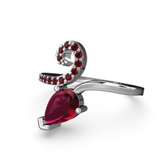 Garnet ve rodolit garnet 18 ayar beyaz altın yüzük