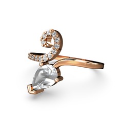 Sarmaşık Damla Yüzük - Swarovski 14 ayar rose altın yüzük #1daa75m