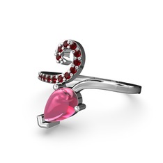 Garnet ve pembe kuvars 925 ayar gümüş yüzük