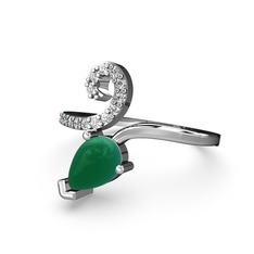 Swarovski ve kök zümrüt 925 ayar gümüş yüzük