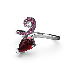 Sarmaşık Damla Yüzük - Rodolit garnet ve garnet 18 ayar beyaz altın yüzük #1uu6fpt