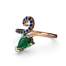 Sarmaşık Damla Yüzük - Lab safir ve yeşil kuvars 925 ayar rose altın kaplama gümüş yüzük #1wfcxnf