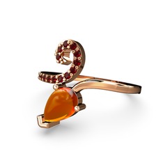 Sarmaşık Damla Yüzük - Garnet ve sitrin 14 ayar rose altın yüzük #1x0eduy