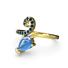 Sarmaşık Damla Yüzük - Lab safir ve akuamarin 14 ayar altın yüzük #1y3fhs9