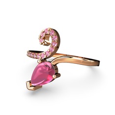Sarmaşık Damla Yüzük - Pembe kuvars 8 ayar rose altın yüzük #2ri3r0