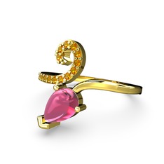 Sitrin ve pembe kuvars 8 ayar altın yüzük