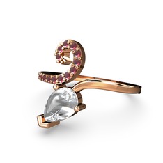 Sarmaşık Damla Yüzük - Kök yakut ve swarovski 14 ayar rose altın yüzük #bpenzv