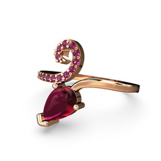 Sarmaşık Damla Yüzük - Rodolit garnet 14 ayar rose altın yüzük #c2obzq