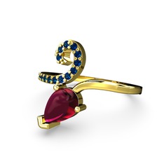 Lab safir ve rodolit garnet 8 ayar altın yüzük