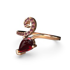 Kök yakut ve garnet 925 ayar rose altın kaplama gümüş yüzük