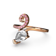 Sarmaşık Damla Yüzük - Pembe kuvars ve swarovski 925 ayar rose altın kaplama gümüş yüzük #gyf2lq
