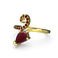 Sarmaşık Damla Yüzük - Garnet ve kök yakut 8 ayar altın yüzük #h7yo70