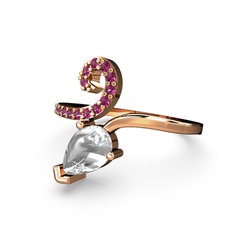Sarmaşık Damla Yüzük - Rodolit garnet ve beyaz zirkon 18 ayar rose altın yüzük #h8it7z