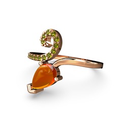 Sarmaşık Damla Yüzük - Peridot ve sitrin 925 ayar rose altın kaplama gümüş yüzük #iouebn