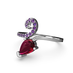 Sarmaşık Damla Yüzük - Ametist ve rodolit garnet 925 ayar gümüş yüzük #kjgq86