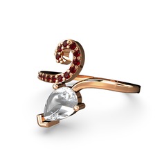 Garnet ve beyaz zirkon 18 ayar rose altın yüzük