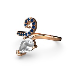 Lab safir ve swarovski 18 ayar rose altın yüzük