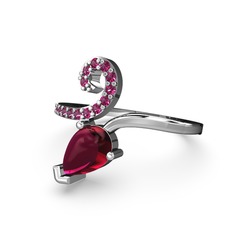 Rodolit garnet 14 ayar beyaz altın yüzük