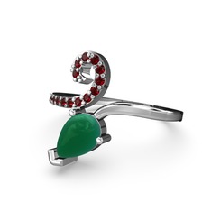 Sarmaşık Damla Yüzük - Garnet ve kök zümrüt 925 ayar gümüş yüzük #zntij1