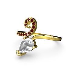 Garnet ve swarovski 8 ayar altın yüzük